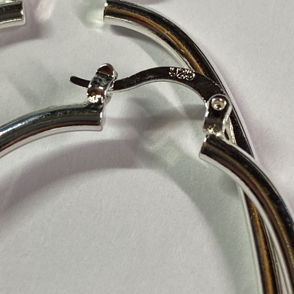 3 pair extra Large hoop earrings 925 silver plated 3” -2” - Picture 3 of 4